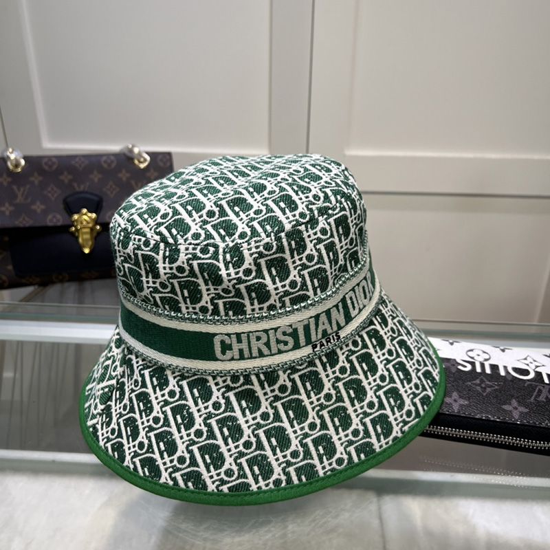 Christian Dior Bucket Hat D-Oblique Motif Canvas Green Hot Sale