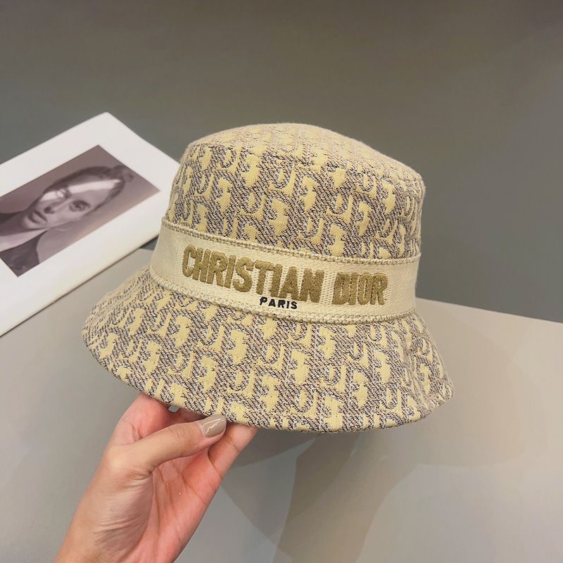 Hot Christian Dior Bucket Hat D-Oblique Motif Cotton Khaki