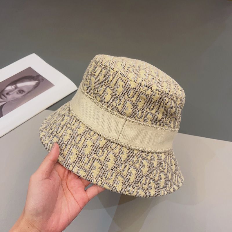 Christian Dior Bucket Hat D-Oblique Motif Cotton Khaki Hot Sale