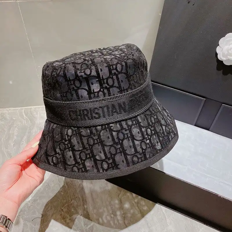 TOP Christian Dior Bucket Hat D-Oblique Motif Mesh Black