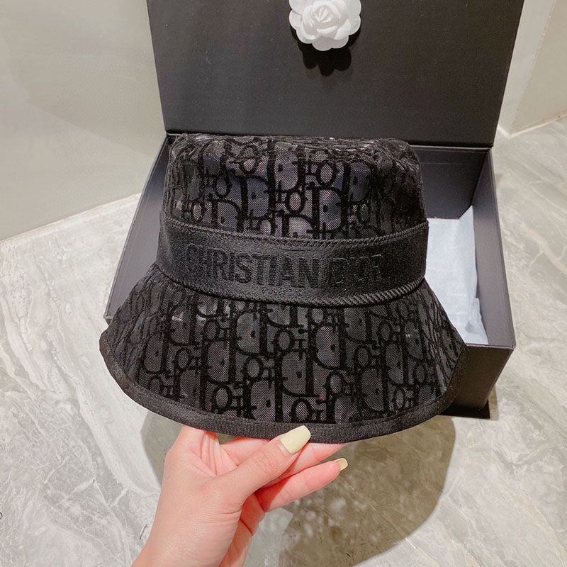 Christian Dior Bucket Hat D-Oblique Motif Mesh Black Hot Sale