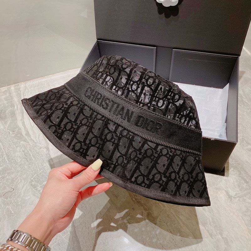 Christian Dior Bucket Hat D-Oblique Motif Mesh Black Hot Sale