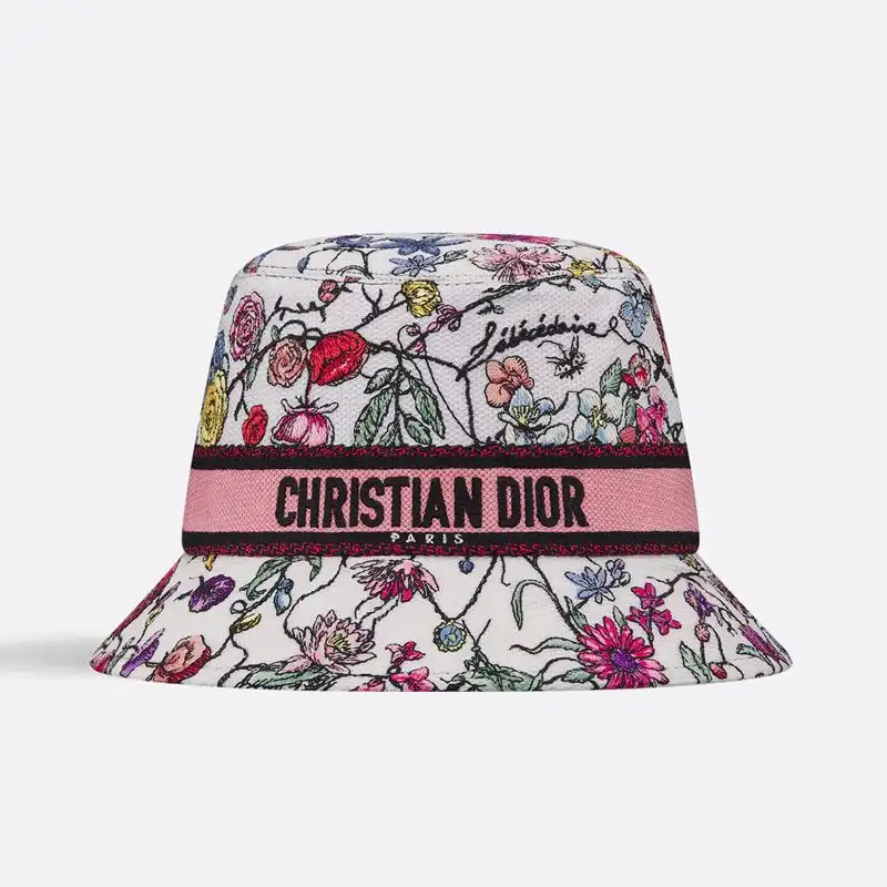 Christian Dior Bucket Hat Florilegio Motif Cotton White