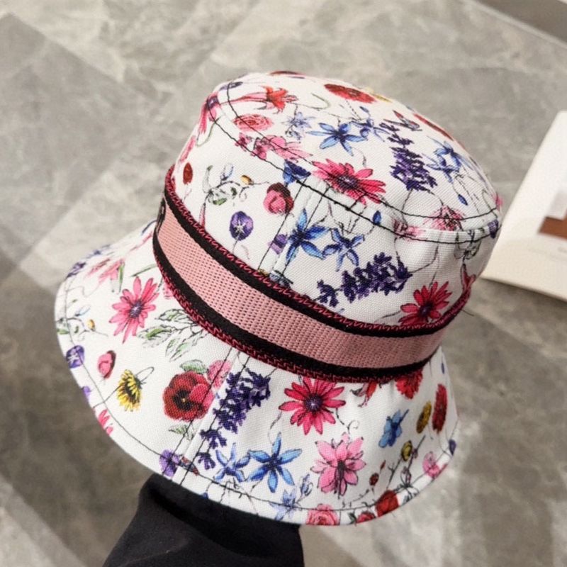 Christian Dior Bucket Hat Florilegio Motif Cotton White