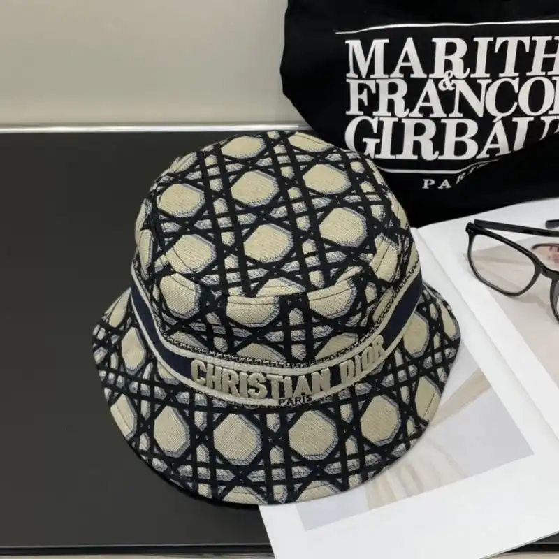 Affordable Hot Christian Dior Bucket Hat Macrocannage Motif Cotton Black