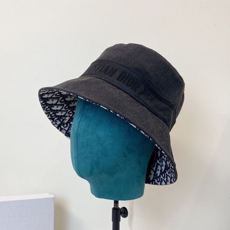 Hot Christian Dior Bucket Hat Oblique Motif Denim Black