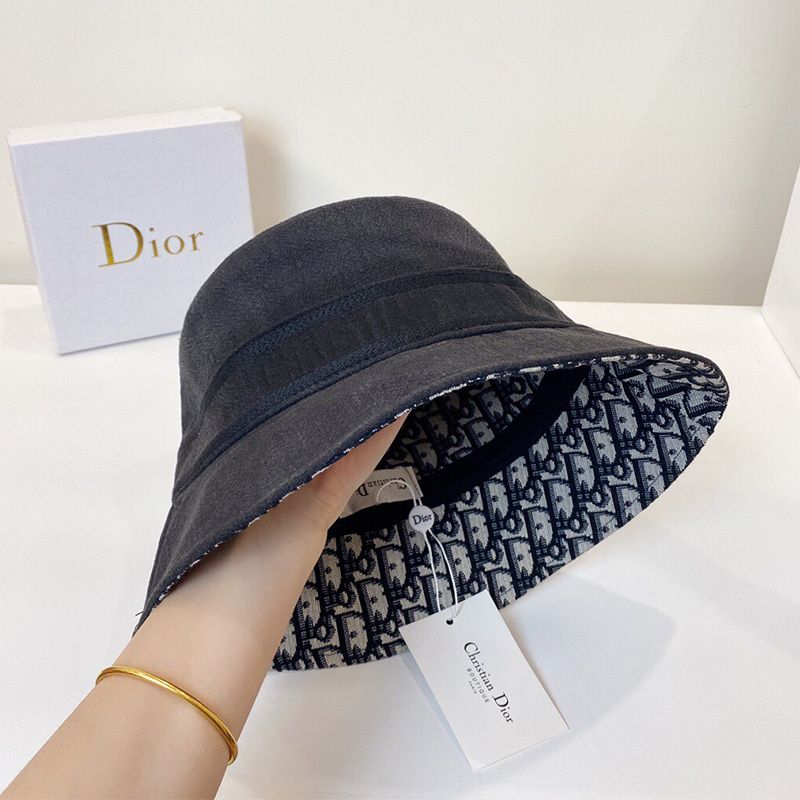 Hot Christian Dior Bucket Hat Oblique Motif Denim Black