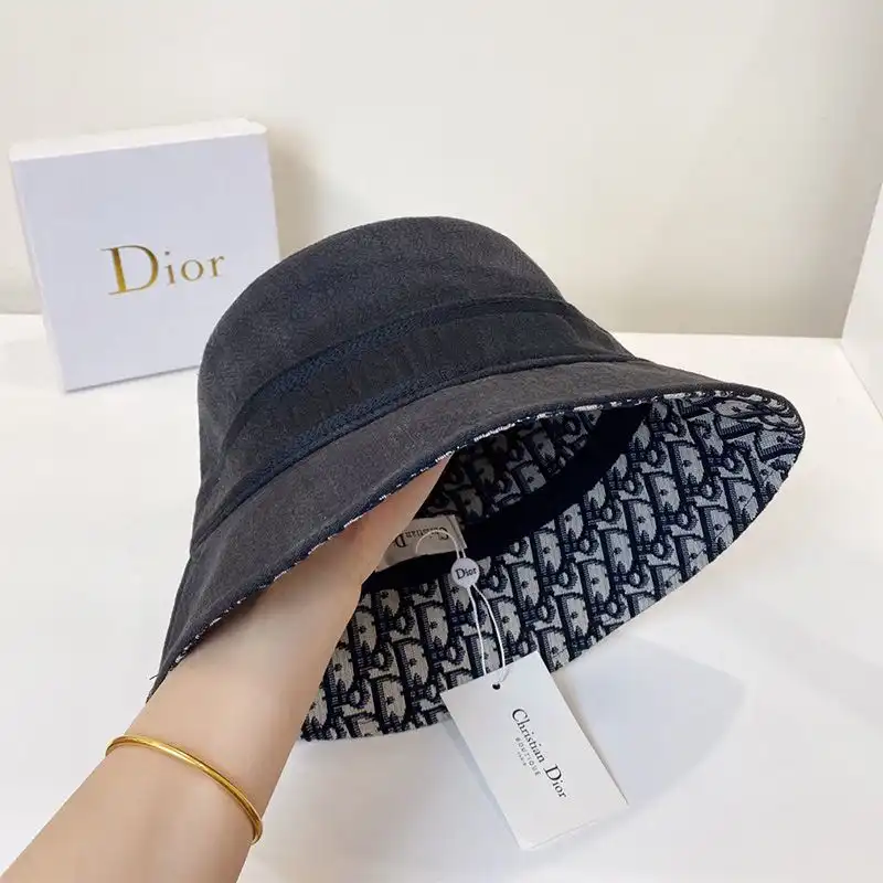 Cheap Christian Dior Bucket Hat Oblique Motif Denim Black