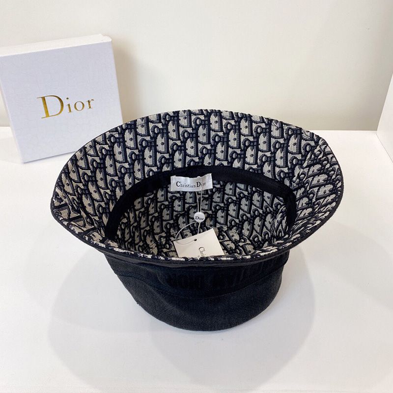 Hot Christian Dior Bucket Hat Oblique Motif Denim Black