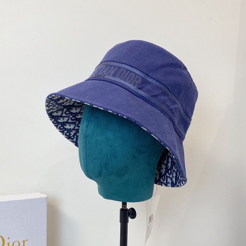 Hot Christian Dior Bucket Hat Oblique Motif Denim Blue