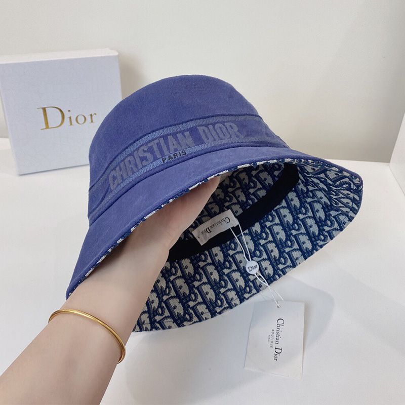 Christian Dior Bucket Hat Oblique Motif Denim Blue