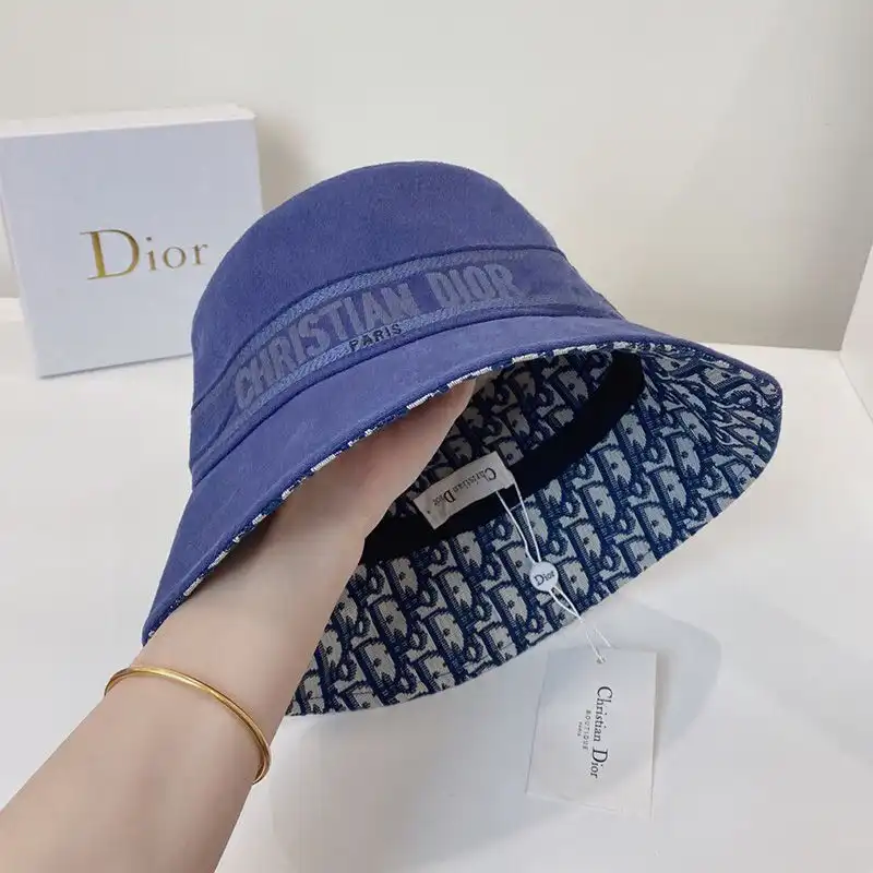 Cheap Christian Dior Bucket Hat Oblique Motif Denim Blue