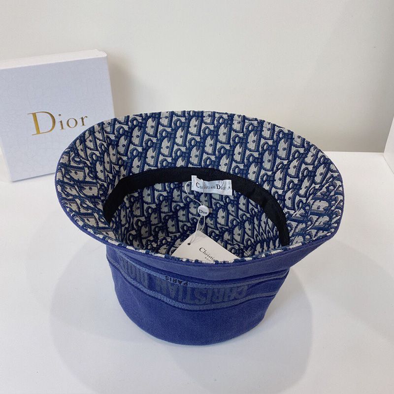 Christian Dior Bucket Hat Oblique Motif Denim Blue