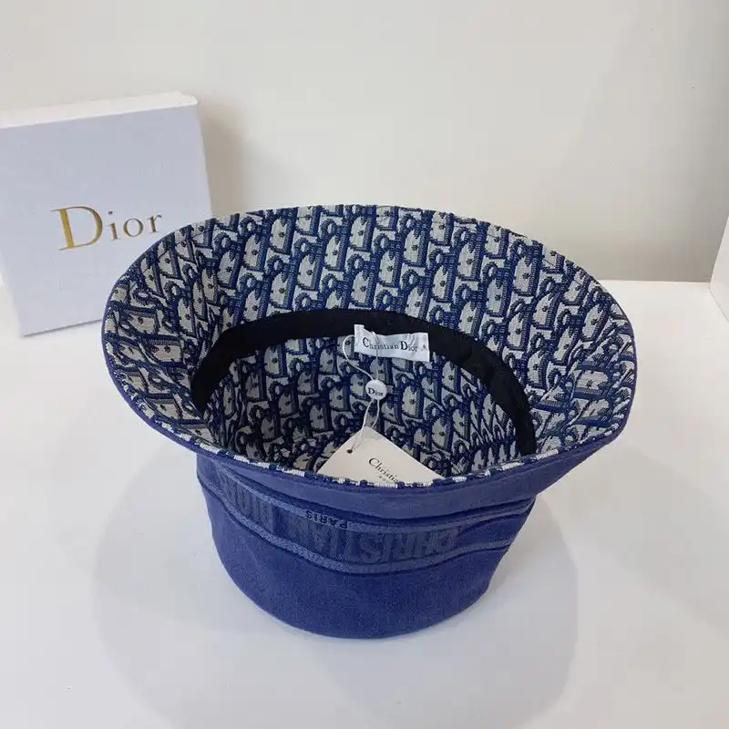 Cheap Christian Dior Bucket Hat Oblique Motif Denim Blue