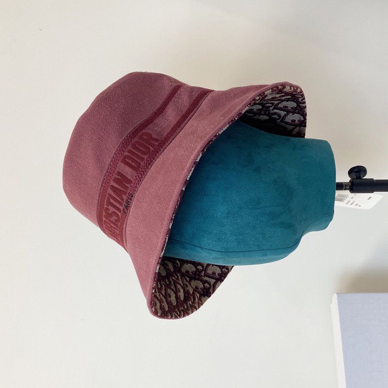 Christian Dior Bucket Hat Oblique Motif Denim Burgundy Hot Sale