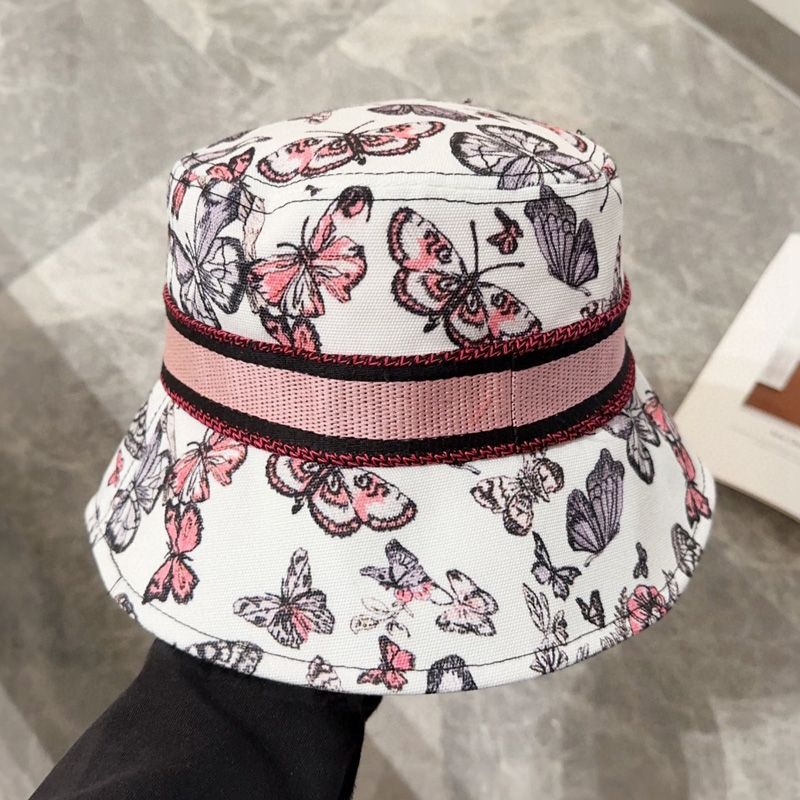 Hot Christian Dior Bucket Hat Toile de Jouy Mexico Motif Cotton White Pink