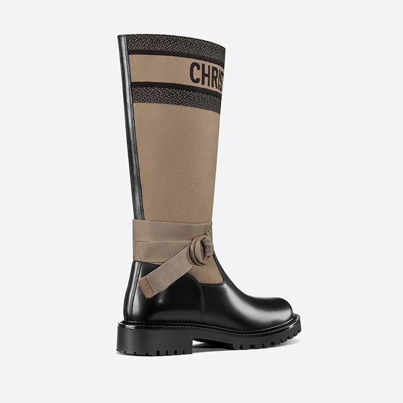 Christian Dior D-Major Boots Women Technical Fabric and Calfskin Beige Hot Sale