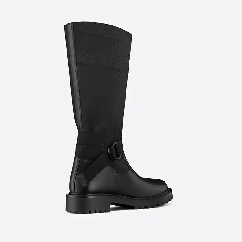 Cheap Hot Christian Dior D-Major Boots Women Technical Fabric and Calfskin Black