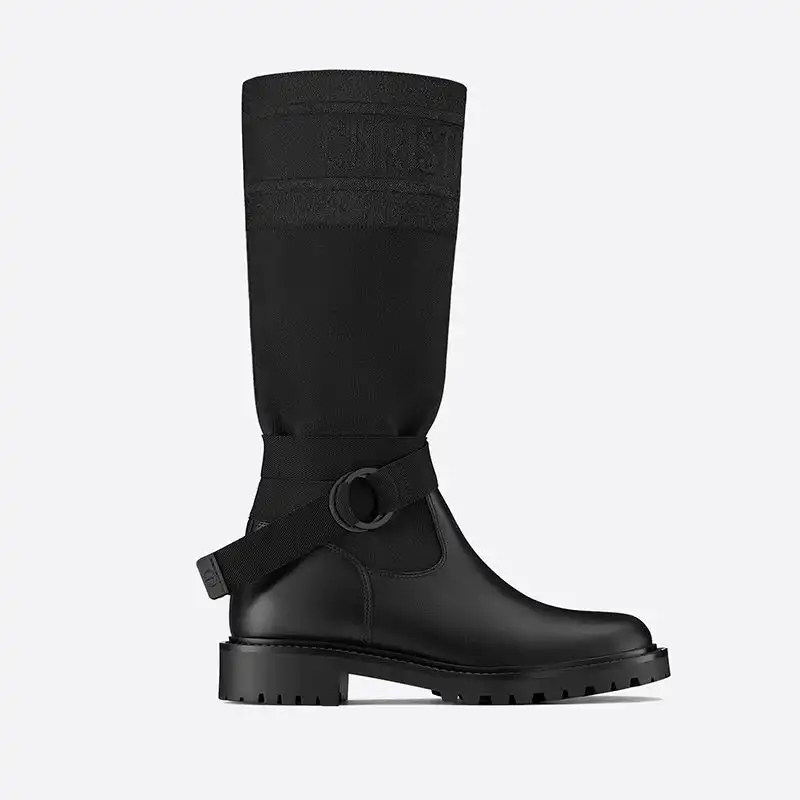 Cheap Hot Christian Dior D-Major Boots Women Technical Fabric and Calfskin Black