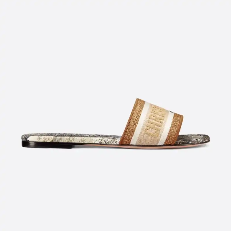 Affordable Hot Christian Dior Dway Slides Women Baobab Motif Canvas Grey