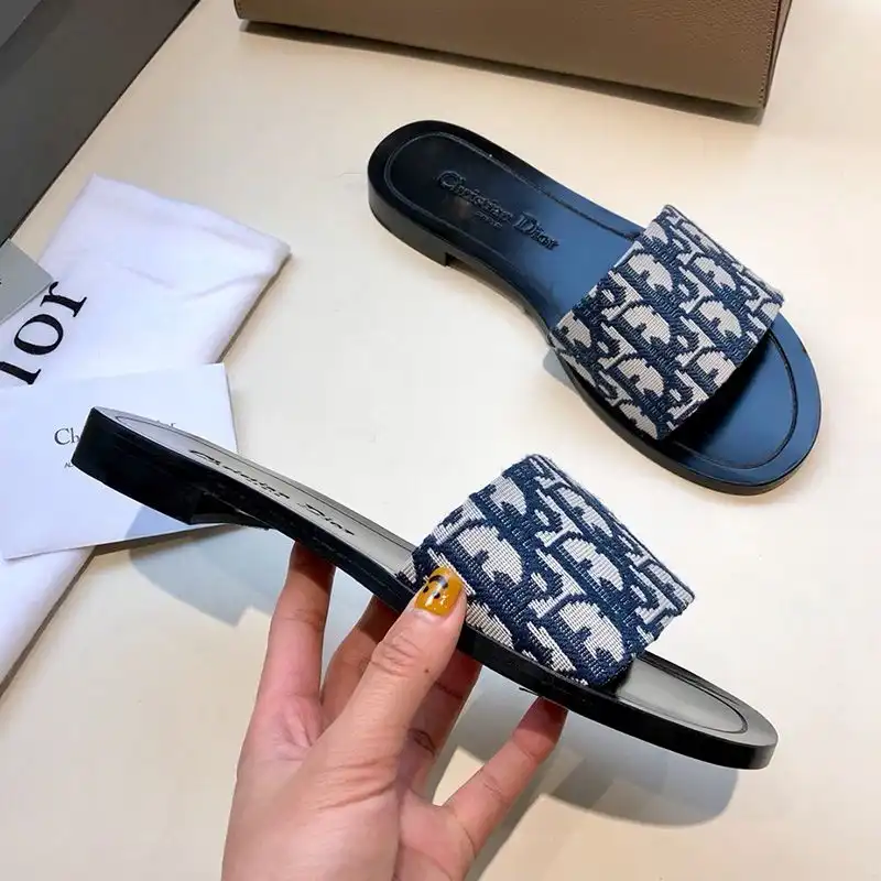 Cheap Hot Christian Dior Dway Slides Women Oblique Motif Canvas Blue