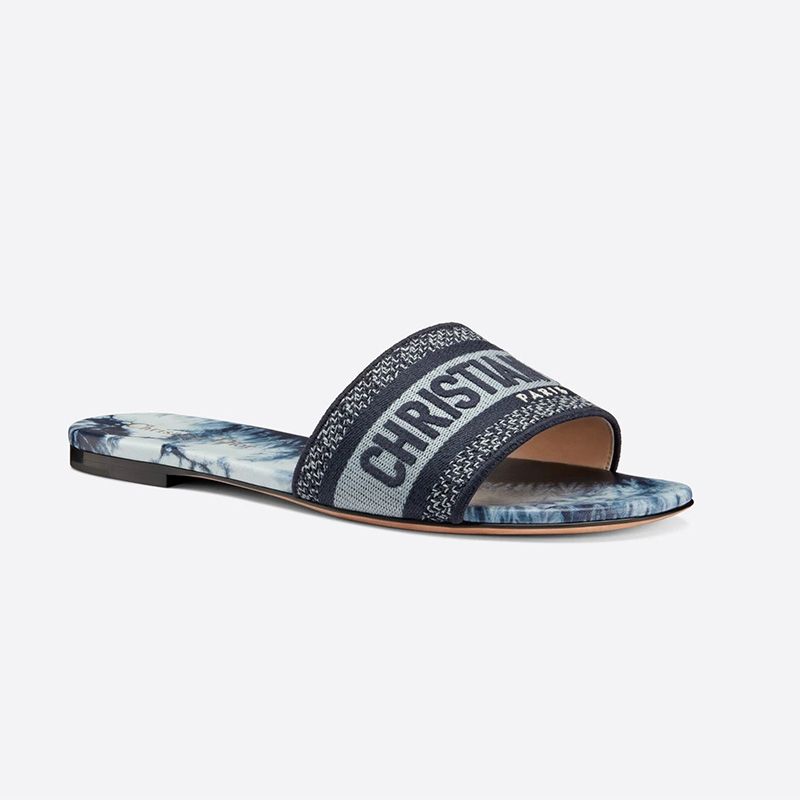 Hot Christian Dior Dway Slides Women Tie & Dye Motif Canvas Blue