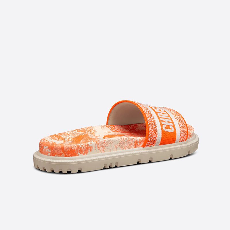 Hot Christian Dior Dway Slides Women Toile De Jouy Motif Cotton Orange