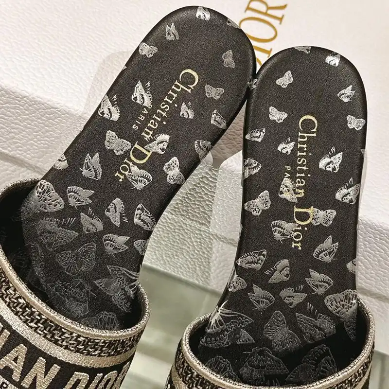 Affordable Hot Christian Dior Dway Slides Women Gradient Butterflies Motif Canvas Black