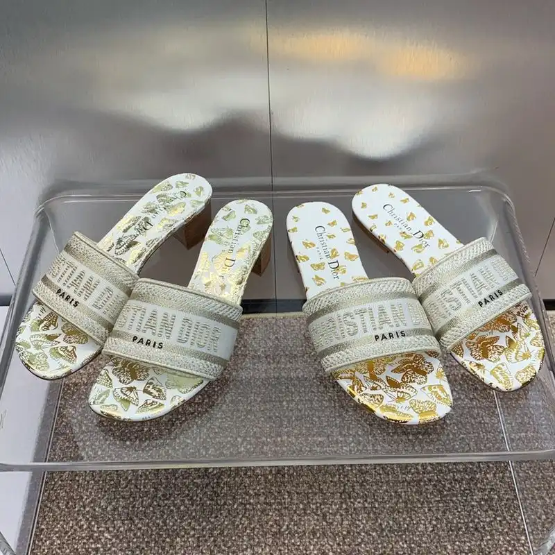 Hot Christian Dior Dway Slides Women Gradient Butterflies Motif Canvas White