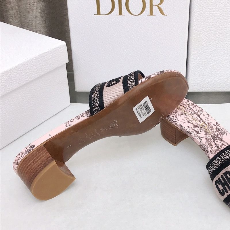 Christian Dior Dway Slides Women Jardin d'Hiver Motif Canvas Pink Luxury