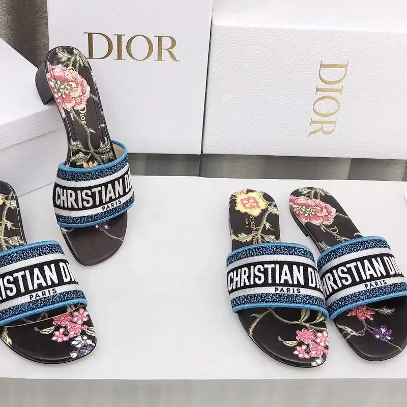 Hot Christian Dior Dway Slides Women Petites Fleurs Motif Canvas Black