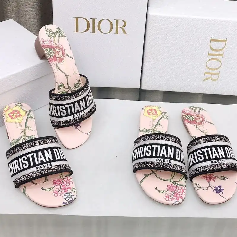 Hot Christian Dior Dway Slides Women Petites Fleurs Motif Canvas Pink