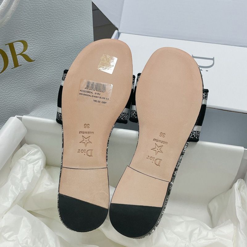 Christian Dior Dway Slides Women Plan de Paris Motif Canvas Black Hot Sale