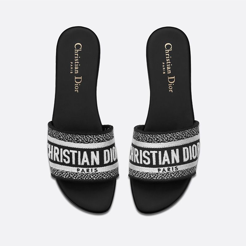 Christian Dior Dway Slides Women Canvas Black