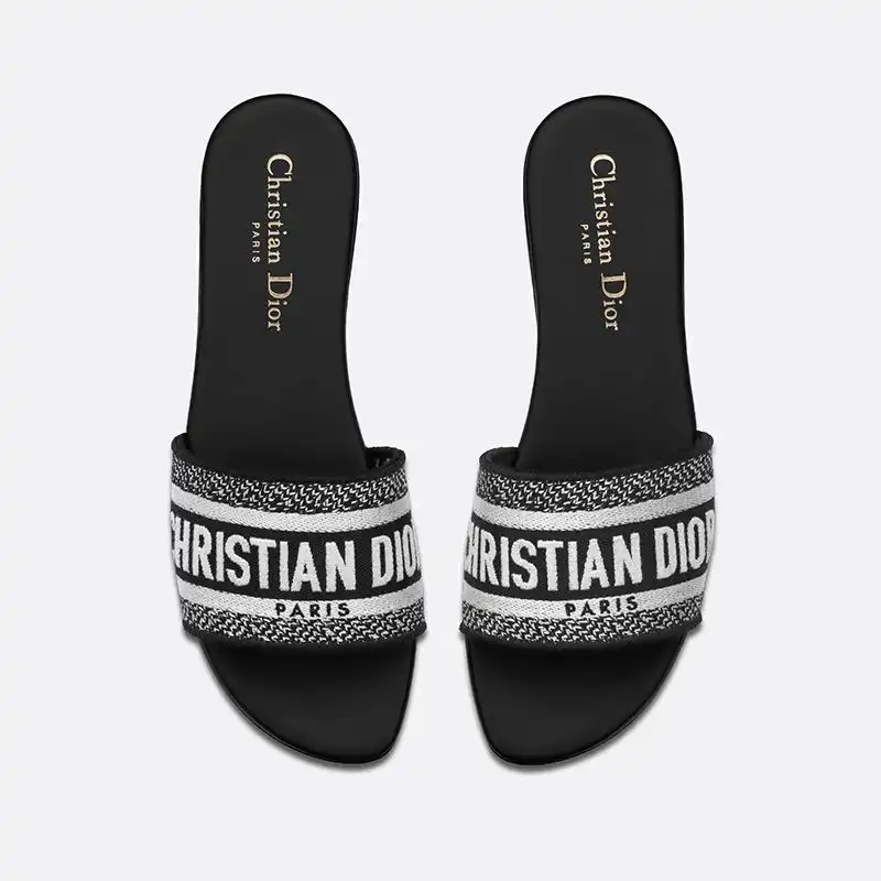 Hot Christian Dior Dway Slides Women Canvas Black