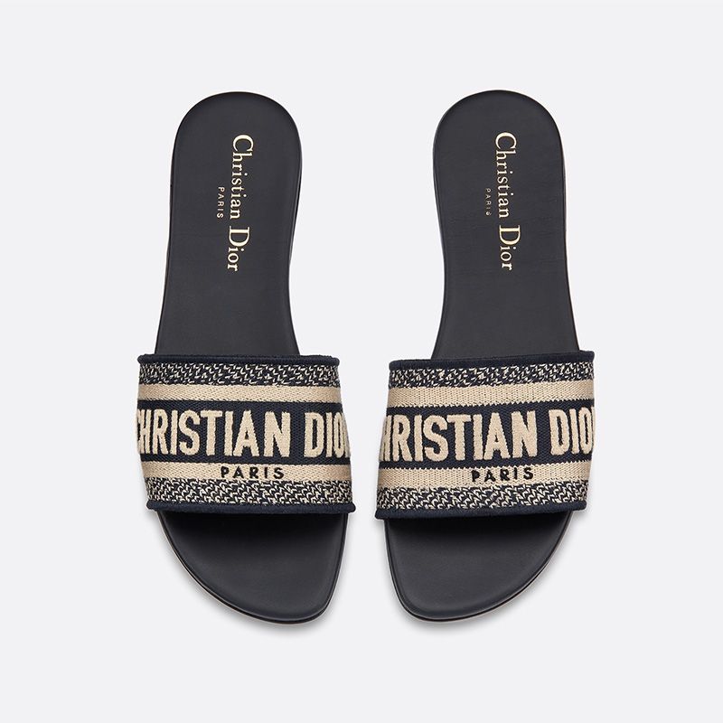 Christian Dior Dway Slides Women Canvas Blue Hot Sale