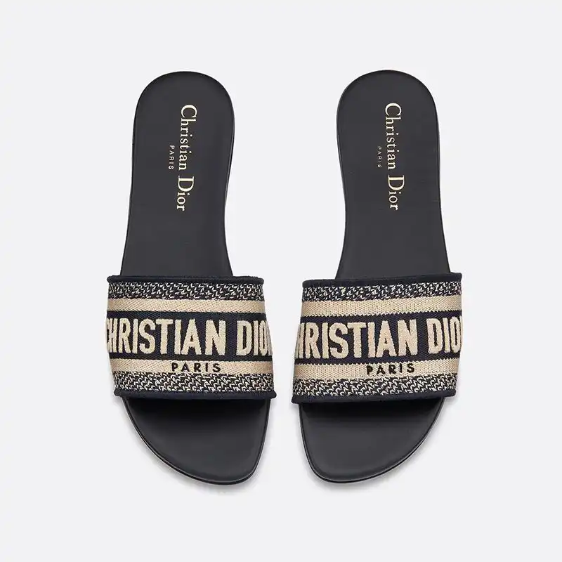 Cheap Hot Christian Dior Dway Slides Women Canvas Blue