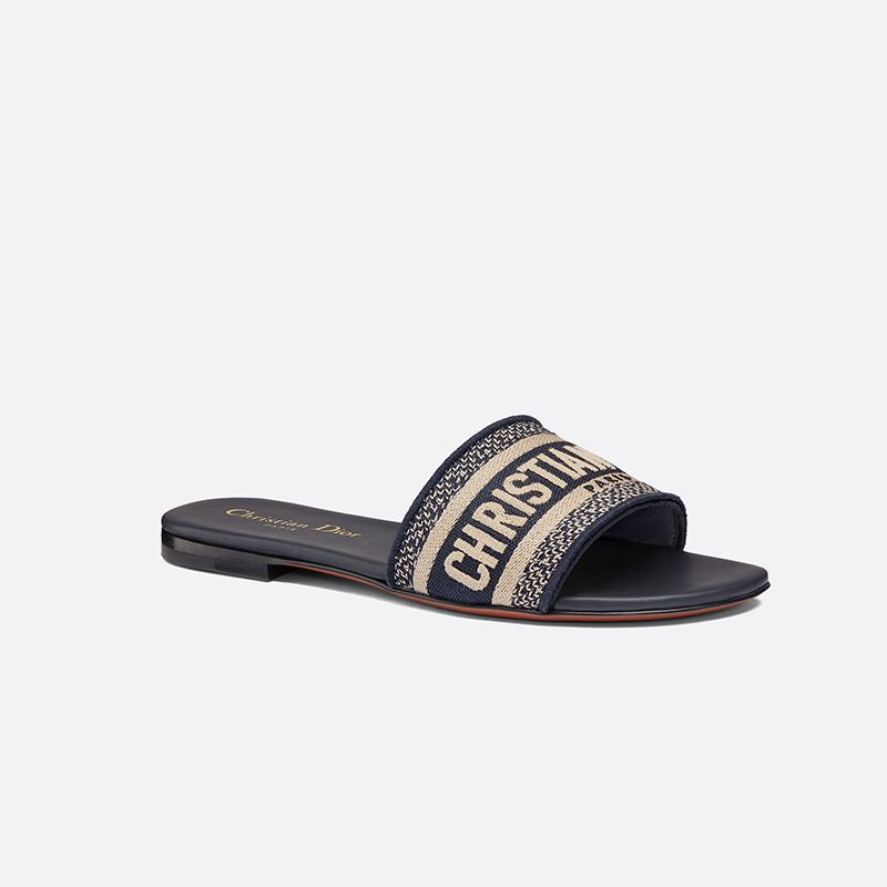 Hot Christian Dior Dway Slides Women Canvas Blue