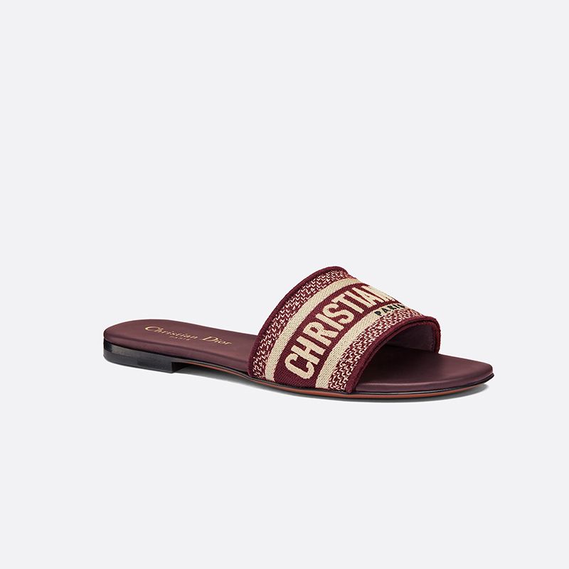 Christian Dior Dway Slides Women Canvas Burgundy Hot Sale