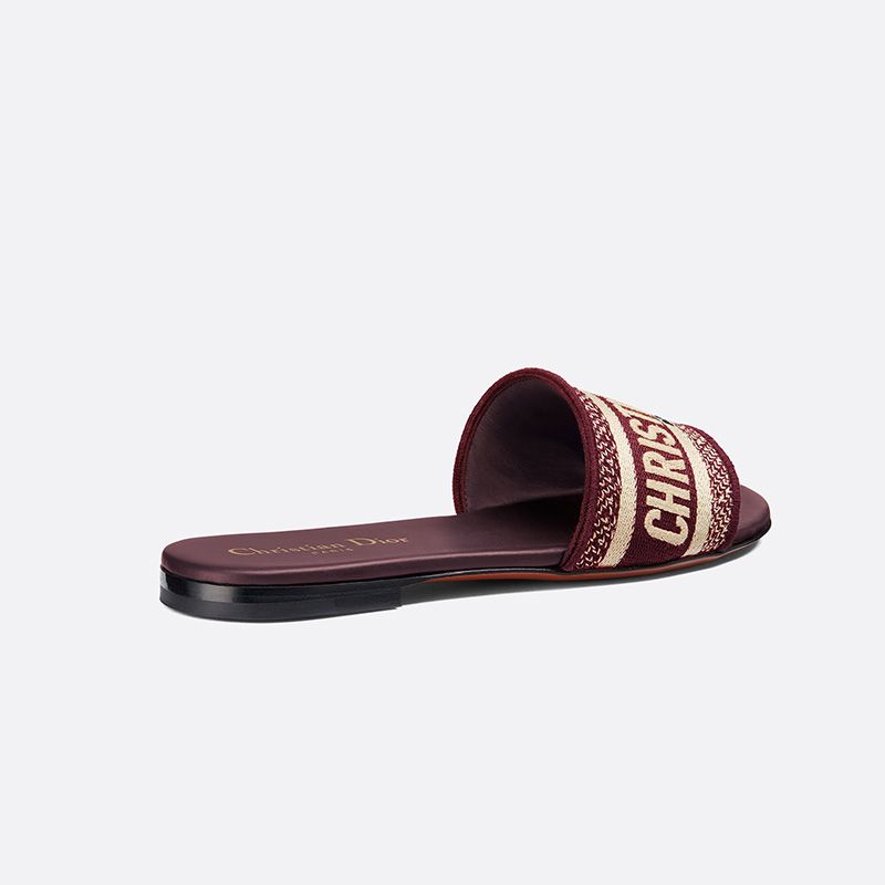 Christian Dior Dway Slides Women Canvas Burgundy Hot Sale