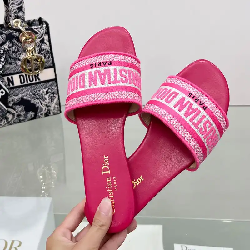 Christian Dior Dway Slides Women Canvas Rose