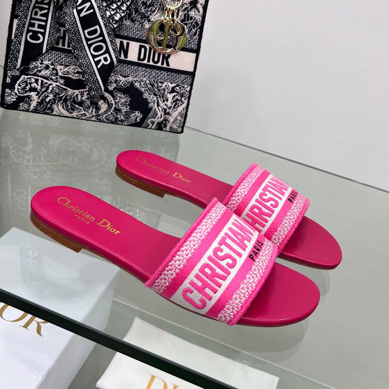 Hot Christian Dior Dway Slides Women Canvas Rose