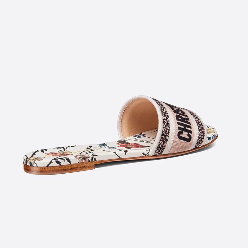 Christian Dior Dway Slides Women Rosa Mutabilis Motif Canvas White