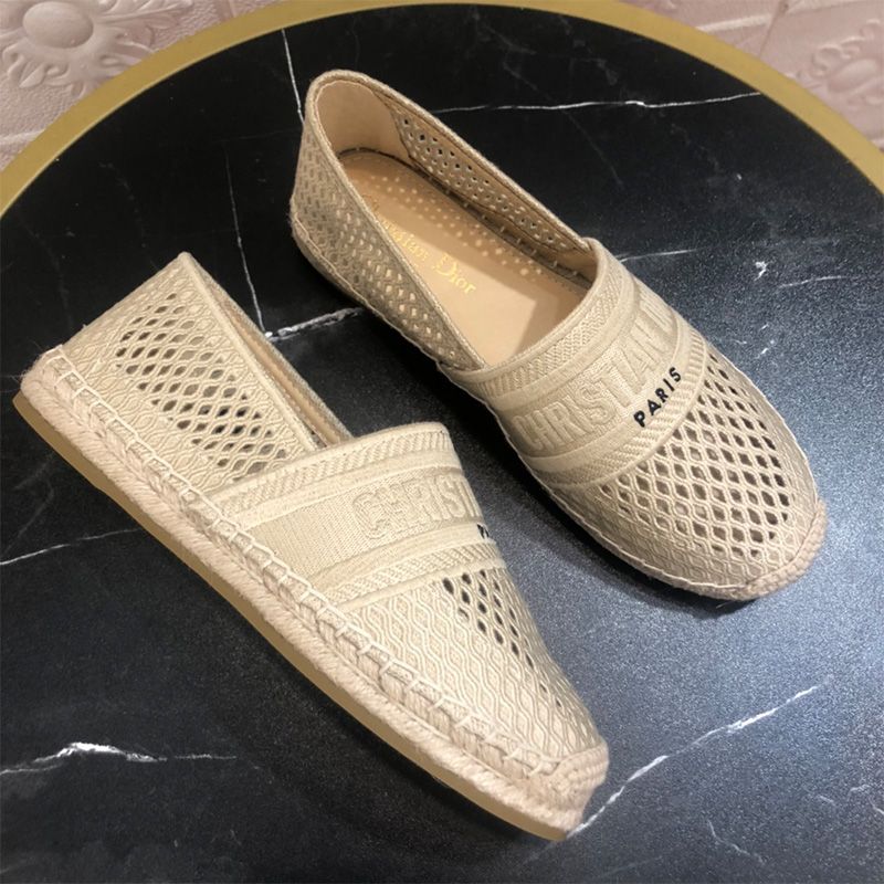 Christian Dior Granville Espadrilles Women Mesh Beige Hot Sale