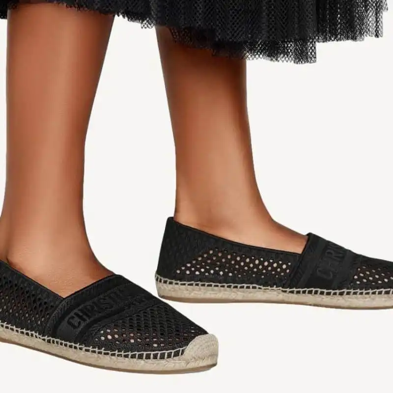 Cheap Hot Christian Dior Granville Espadrilles Women Mesh Black