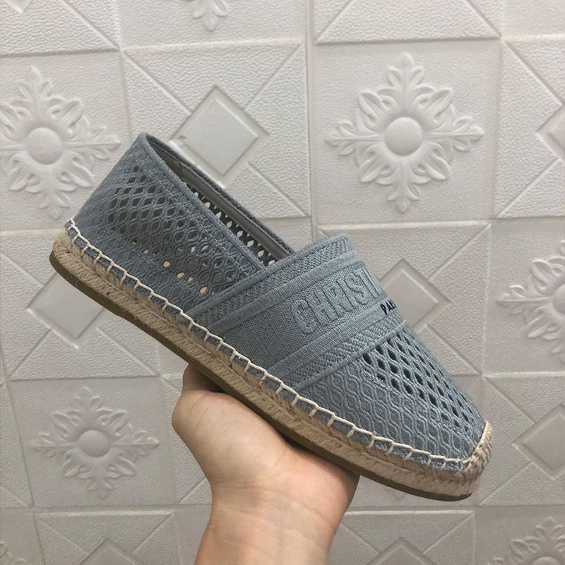 Hot Christian Dior Granville Espadrilles Women Mesh Sky Blue