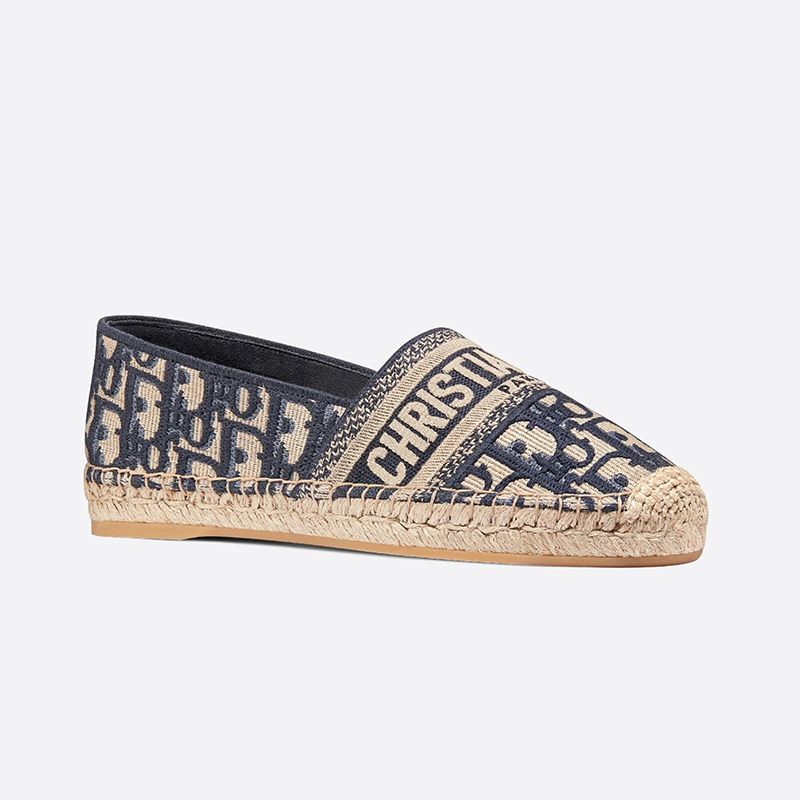 Christian Dior Granville Espadrilles Women Oblique Motif Canvas Blue Hot Sale