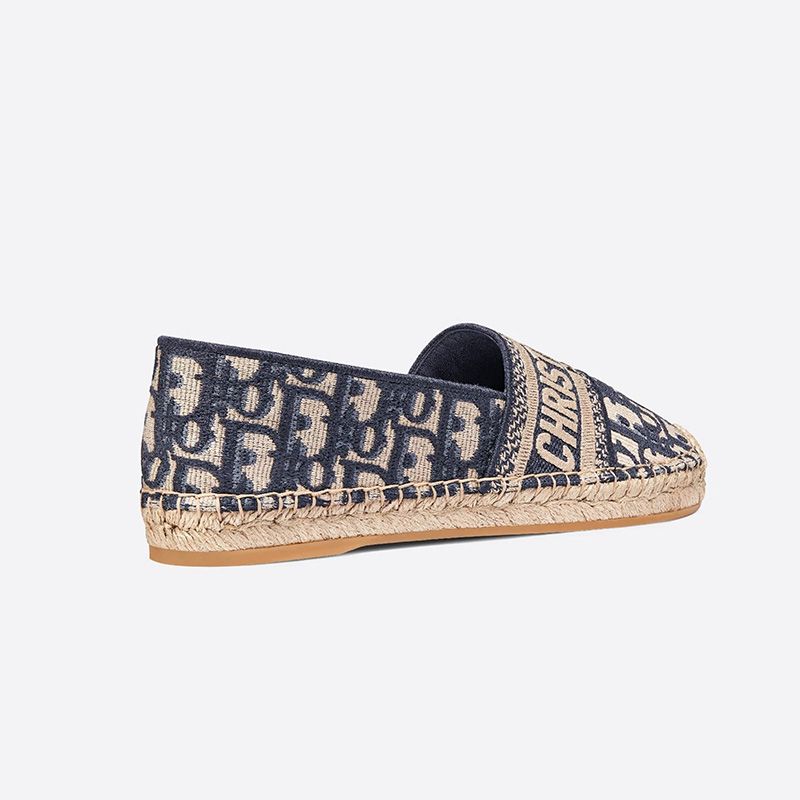 Christian Dior Granville Espadrilles Women Oblique Motif Canvas Blue Hot Sale