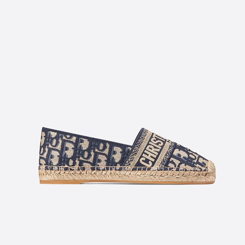 Christian Dior Granville Espadrilles Women Oblique Motif Canvas Blue Hot Sale