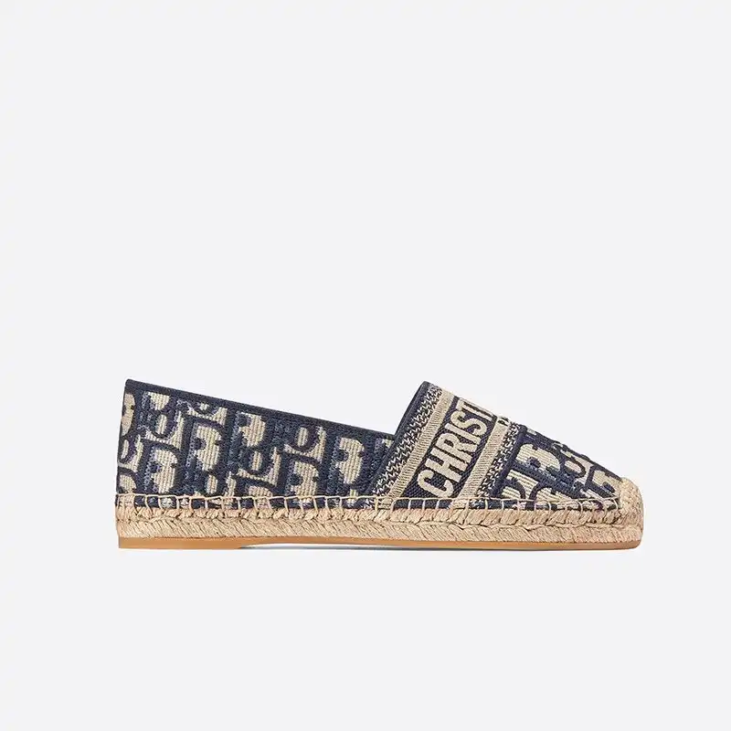 Affordable Hot Christian Dior Granville Espadrilles Women Oblique Motif Canvas Blue